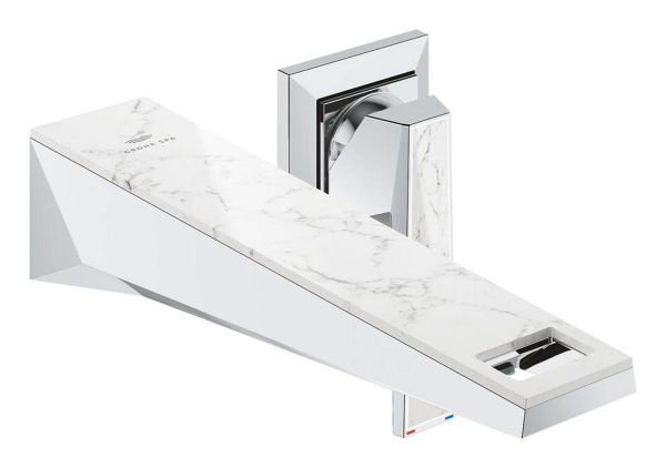 Grohe Allure Brilliant 2-Loch-Waschtisch-Wandbatterie mit White Attica Ceasarstone Einlagen, chrom 29519000