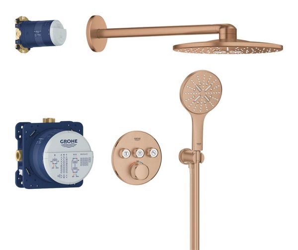 Grohe Grohtherm SmartControl Duschsystem Unterputz mit Rainshower SmartActive 310, warm sunset gebürstet 34863DL0