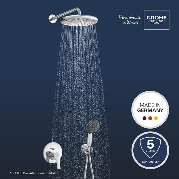 Grohe Start UP-Duschsystem rund mit Thermostat, Vitalio Start Kopfbrause, chrom