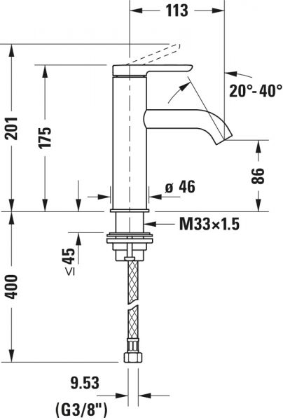 Duravit C.1 Waschtischarmatur M, chrom