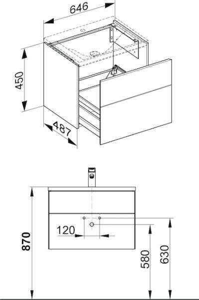 Keuco Royal Reflex Waschtischunterschrank mit Frontauszug, 64,6x48,7cm 34050210000