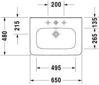 Vorschau: Duravit DuraStyle Waschtisch rechteckig 65x48cm, mit Hahnloch, mit Überlauf, weiß 2320650000