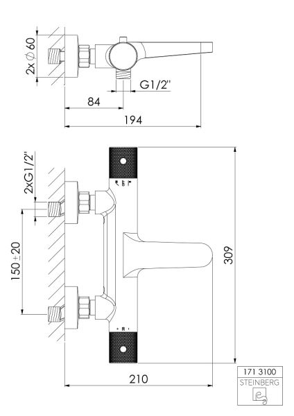 Steinberg Serie 170 Wannenthermostat Aufputz 1/2"