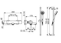 Vorschau: Hansa Hansabasic Wannen- und Brause-Thermostat-Batterie mit Brausegarnitur, chrom