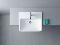 Duravit ME by Starck Halbeinbauwaschtisch 55x45,5cm, 1 Hahnloch, WonderGliss, weiß seidenmatt 03785532001