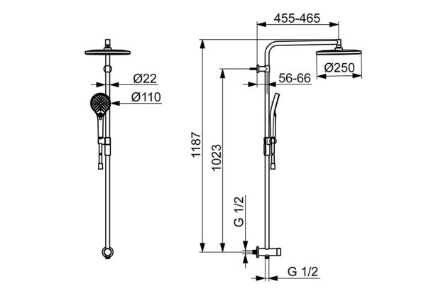 Hansa Hansaviva Kopfbrause-Set Ø 25cm, direkter Anschluss, 3-strahlig, chrom