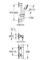 Vorschau: Grohe Grohtherm 800 Cosmopolitan Thermostatbatterie mit Brausegarnitur 60cm, chrom