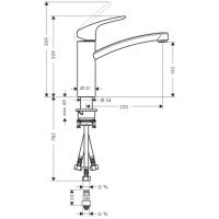 Vorschau: Hansgrohe Focus M41 Einhebel-Küchenmischer 160 für offene Warmwasserbereiter, chrom