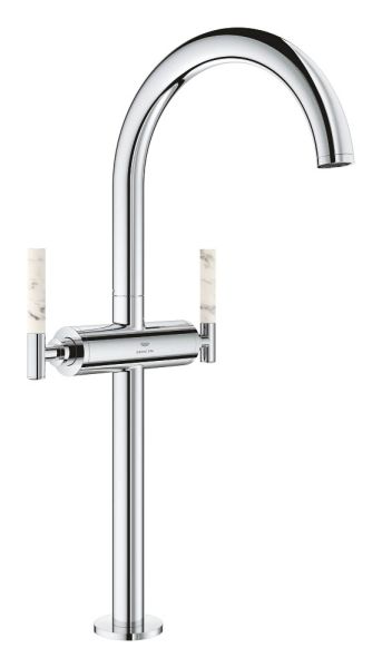 Grohe Atrio 2-Griff-Waschtischarmatur XL-Size mit Push-Open, für Atrio Hebelgriffe aus White Attica Caesarstone 48458000, 21140000