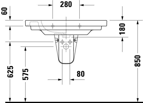 Duravit D-Code Waschtisch 85x48,5cm, mit Überlauf, ohne Wondergliss, weiß 03428500002