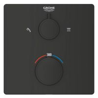 Vorschau: Grohe Grohtherm Thermostat-Brausebatterie mit integrierter 2-Wege-Umstellung, eckig, matt black