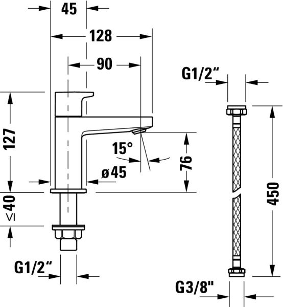 Duravit Manhattan Standventil für Kaltwasser, schwarz matt