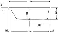 Vorschau: Duravit Happy D.2 Einbau-Badewanne rechteckig Rückenschräge links 170x75cm, weiß