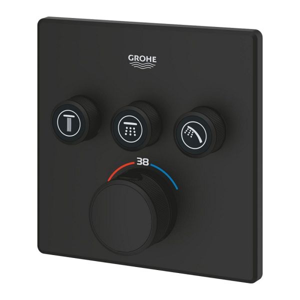 Grohe Grohtherm SmartControl Thermostat mit 3 Absperrventilen, eckig, phantom black 102167KF00