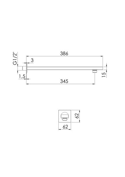 Steinberg Serie 342 Brausearm Wandmontage, 34,5cm