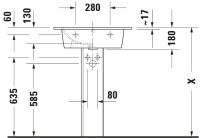 Vorschau: Duravit ME by Starck Waschtisch rechteckig 63x49cm, mit Überlauf, mit Wondergliss, weiß 23366300601