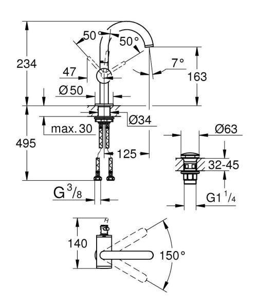 Grohe Atrio Waschtischarmatur M-Size mit Push-Open