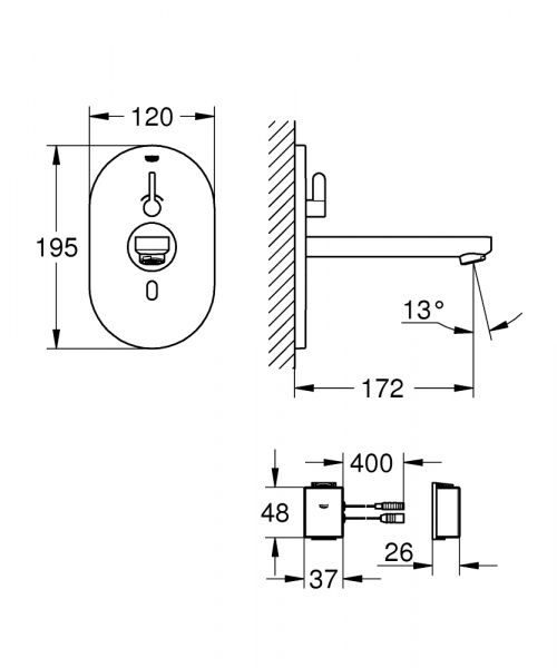 Grohe Eurosmart Cosmopolitan E Bluetooth Infrarot-Elektronik für Waschtisch mit Mischung, chrom