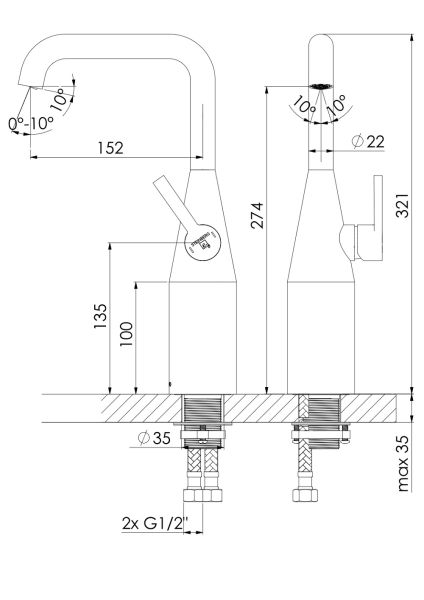 Steinberg Serie 315 Waschtisch-Einhebelmischer ohne Ablaufgarnitur