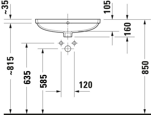 Duravit Duravit No.1 Unterbauwaschtisch rechteckig 55x40cm, mit Überlauf, ohne Hahnloch, weiß 03955500282