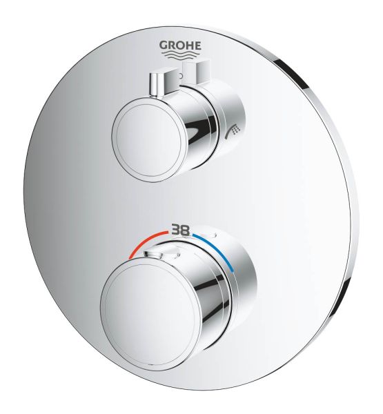 Grohe Grohtherm Thermostat-Wannenbatterie mit integrierter 2-Wege-Umstellung, rund, chrom