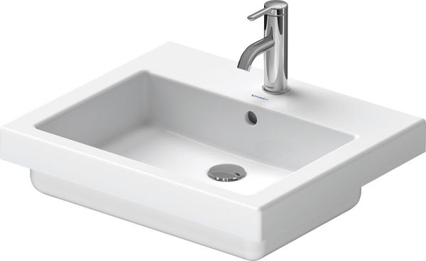 Duravit Vero Einbauwaschtisch rechteckig 55x46,5cm, mit 1 Hahnloch und Überlauf, WonderGliss, weiß 03155500001