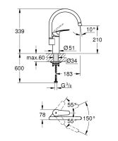 Vorschau: Grohe Eurosmart Spültischbatterie, schwenkbar, matt black