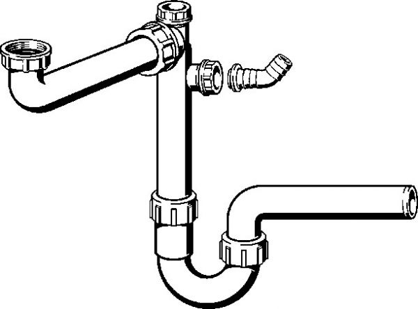 Viega Spültisch-Ablauf für 1 Becken 1 1/2 x 40, Raumsparmodell