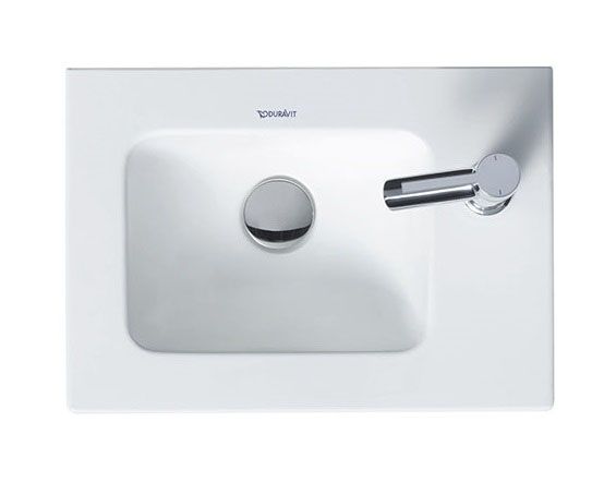 Duravit ME by Starck Handwaschbecken rechteckig 43x30cm, mit Hahnloch, ohne Überlauf, weiß seidenmatt