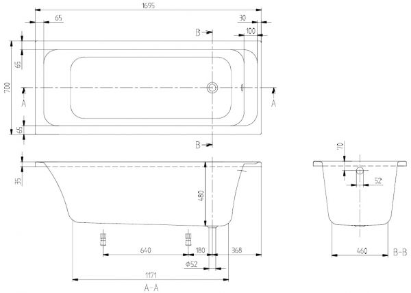 Villeroy&Boch Architectura Rechteck-Badewanne 170x70cm