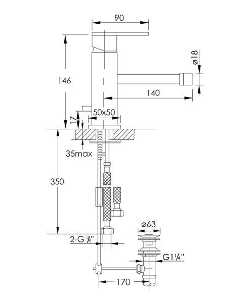 Steinberg Serie 160 Bidet-Einhebelmischer mit Ablaufgarnitur, schwarz matt