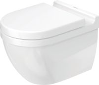 Vorschau: Duravit Starck 3 Wand-WC Set inkl. WC-Sitz mit Absenkautomatik, 54x37cm, oval, WonderGliss, rimless, weiß 45270900A11
