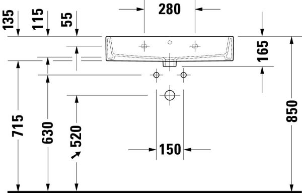 Duravit Vero Air Waschtisch 70x47cm, mit Überlauf, mit Wondergliss, weiß 23507000001