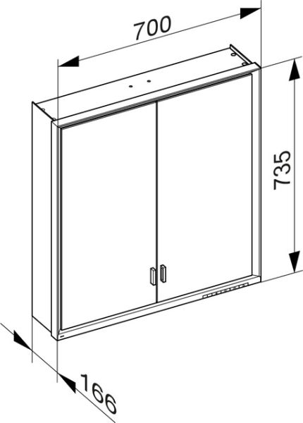 Keuco Royal Lumos Spiegelschrank für Wandvorbau, 2 lange Türen, DALI-steuerbar 70x73,5cm 14307172303