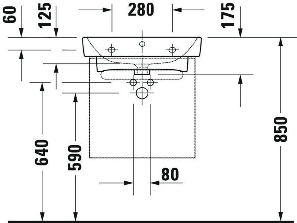 Duravit No.1 Waschtischunterschrank 49cm zu Waschtisch 237555, 1 Auszug mit Innenschublade