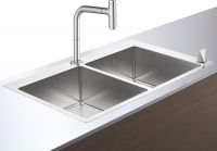 Vorschau: Hansgrohe C71-F765-10 Küchenspüle Doppelbecken je 37cm mit Armatur und sBox, edelstahl finish