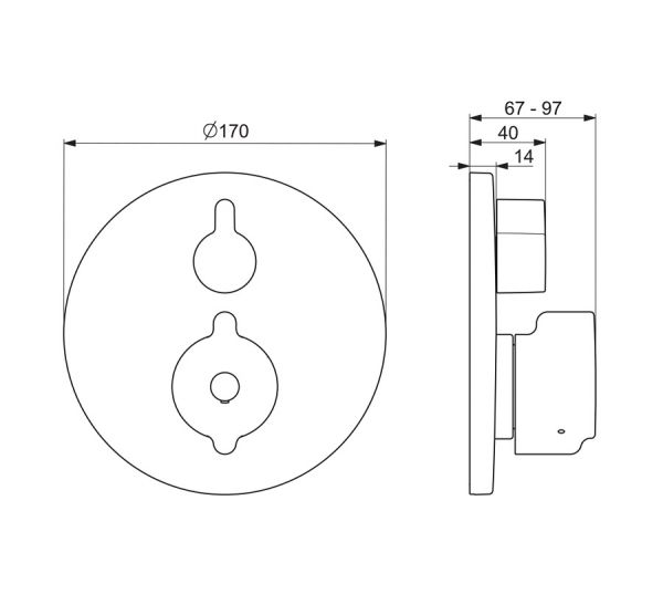 Hansa Hansaclinica Fertigmontageset Wanne/Brause-Thermostat-Batterie, mit Funktionseinheit, chrom