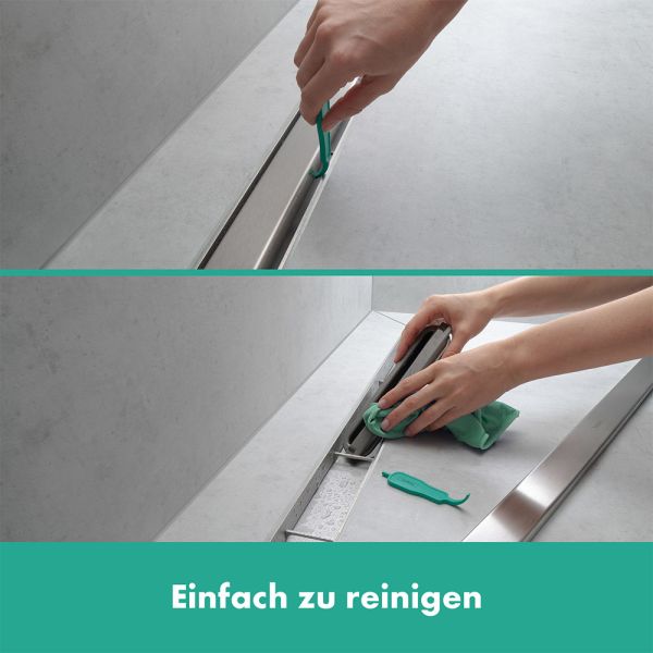 Hansgrohe RainDrain Match Fertigset Duschrinne 70cm, höhenverstell. Rahmen, befliesbar, schwarz matt