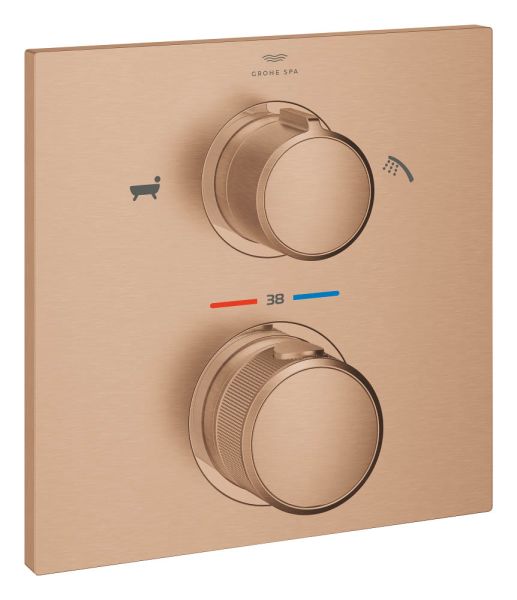 Grohe Allure Thermostat-Wannenbatterie mit integrierter 2-Wege-Umstellung, warm sunset gebürstet 19446DL2