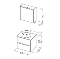 Vorschau: RIHO Porto Bowl Aufsatzwaschtisch, Unterschrank 60cm & Spiegelschrank mit LED Beleuchtung, weiß glanz F014129DP0