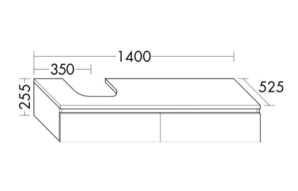 Burgbad Cube Waschtischunterschrank 140x52,5cm passend zu Grohe Cube, Höhe 25,5cm, 2 Auszüge