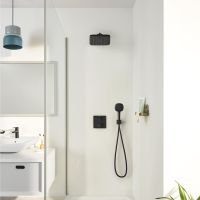 Grohe Precision Duschsystem eckig mit Thermostat, Vitalio Comfort Kopfbrause, schwarz matt 348822430 m