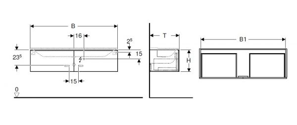 Geberit Xeno² Waschtischunterschrank mit 2 Auszügen, 159,5x35cm_2