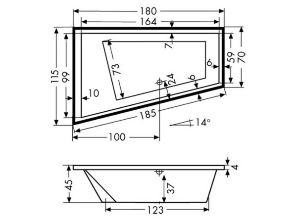 Polypex EGO 1800 links Eckbadewanne 180x115/70cm