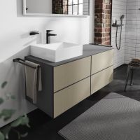 Hansgrohe Xevolos E Unterschrank 137cm für Aufsatzwaschtisch links mit Konsole, 4 Schubkästen schiefergrau matt schiefergrau metallic 54238390