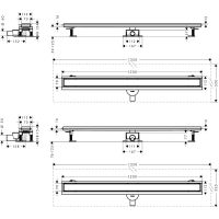 Vorschau: RainDrain Go Komplettset Duschrinne 120cm befliesbar für Standard-/flache Installation, edelstahl gebürstet 56276800