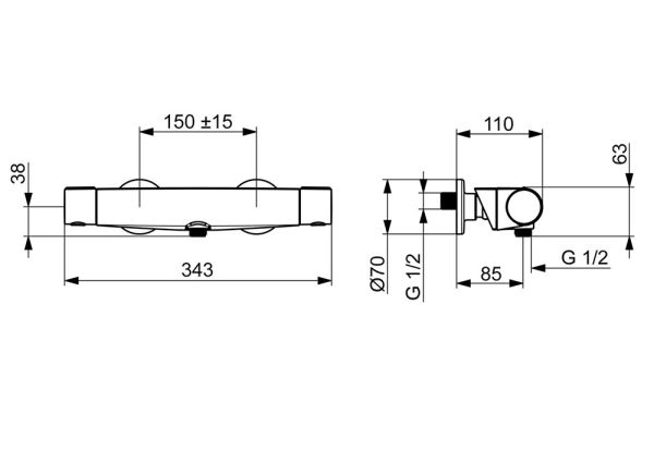 Hansa Hansaoptima Brause-Thermostat-Batterie, schwarz matt