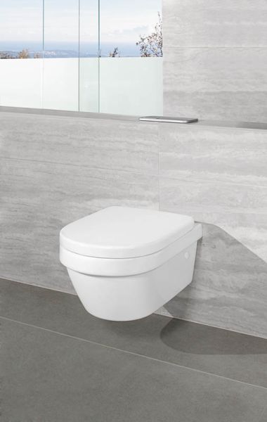 Villeroy&Boch Architectura WC-Sitz Compact, Scharniere aus Edelstahl, oval, weiß