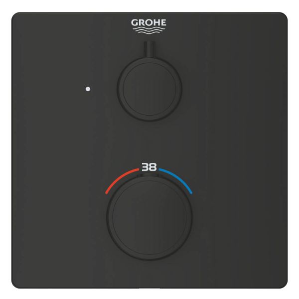 Grohe Grohtherm Thermostat-Brausebatterie eckig, matt black