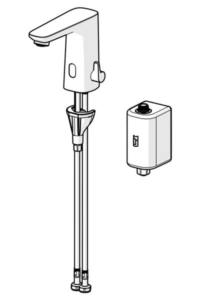 Hansa Hansaelectra Digital+ berührungslose Waschtischarmatur 13,4cm mit Digitalem Power Modul, chrom